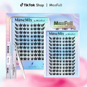 MaxFull MuseMix Manga Lash Clusters | Fox Eye & Puppy Eye Dual-Style Lash Kit for Bigger, More Defined Eyes | Wispy Spiky Anime Lashes, Lightweight, Beginner-Friendly & Long-Lasting Bond and Seal, Tweezers and Remover for Easy DIY Manga Eye Makeup outdoor