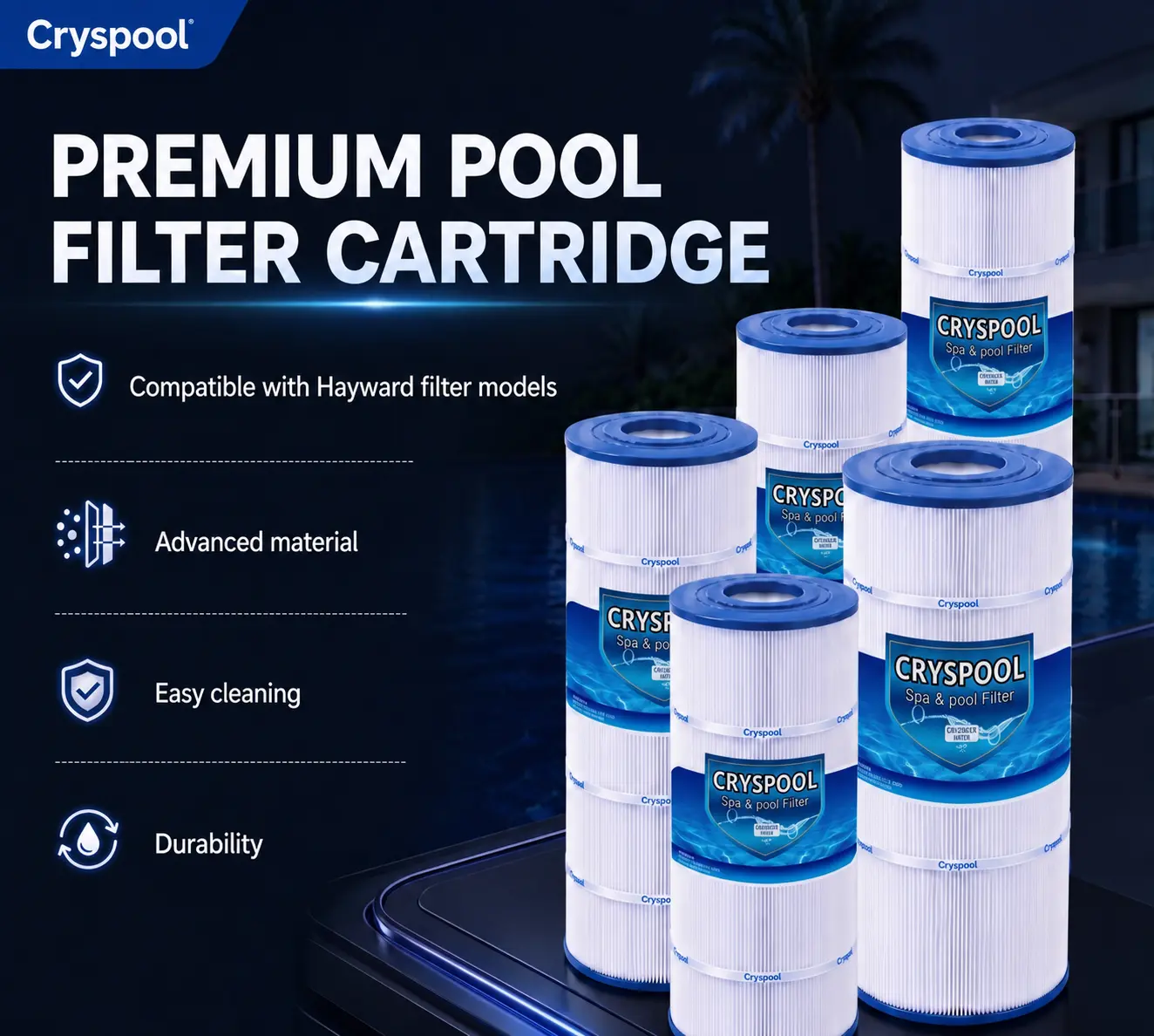 Compatible With Hayward Models – Fits Star-Clear Plus, SwimClear Single Element, and SwimClear Multi-Element, Cryspool Filter Cartridges