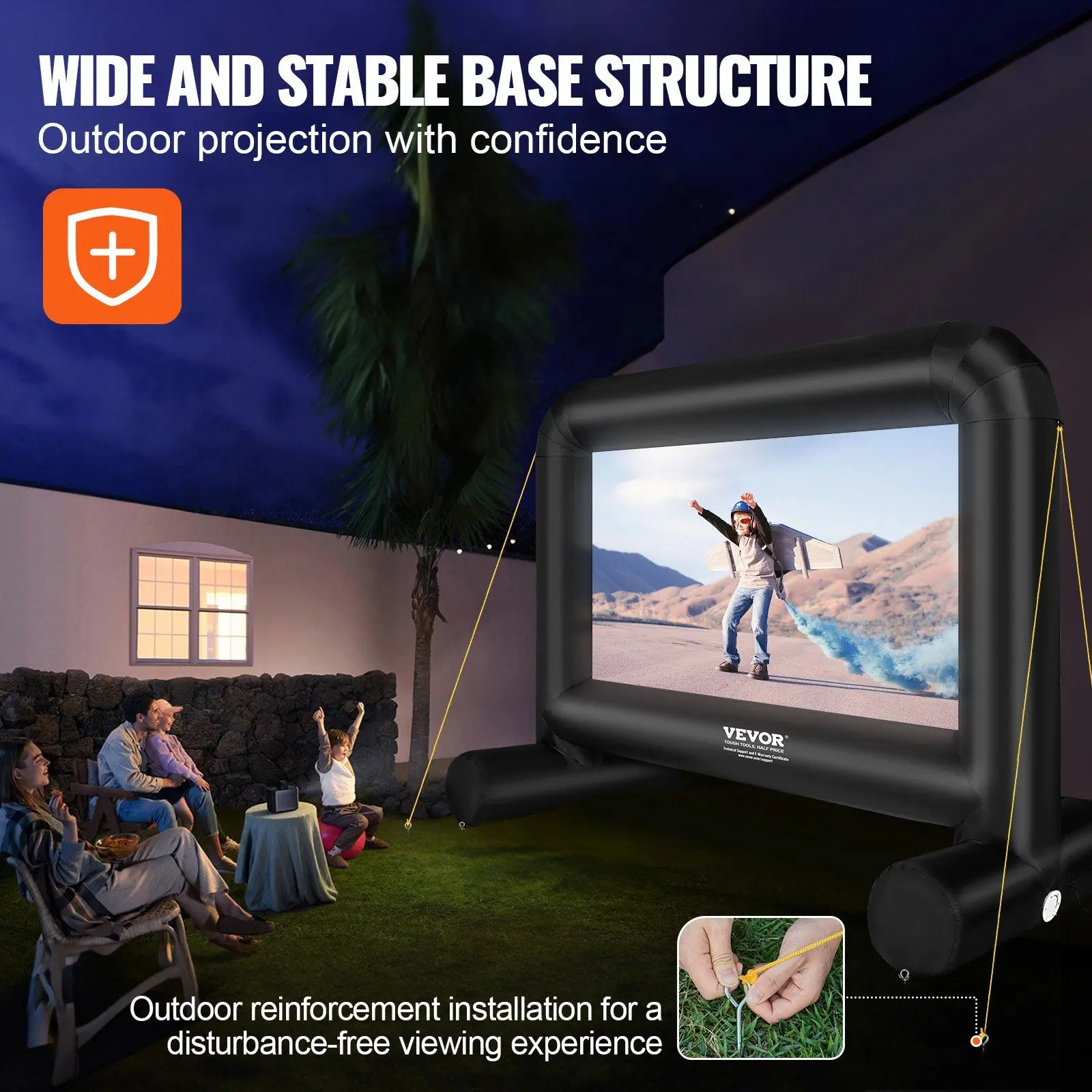 VEVOR Inflatable Movie Screen, 14 FT (168inch)Inflatable Projector Screen for Outside with Blower and Carrying Bag, Front/Rear Projection, Oxford Fabric Blow Up Screen Audio