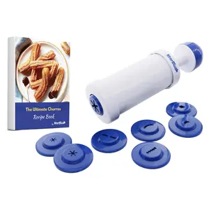 StarBlue Churrera Churro Maker with FREE Recipe e-Book - Easy Piping Nozzle Tool for Deep Fry Churro in 8 Difference Shapes