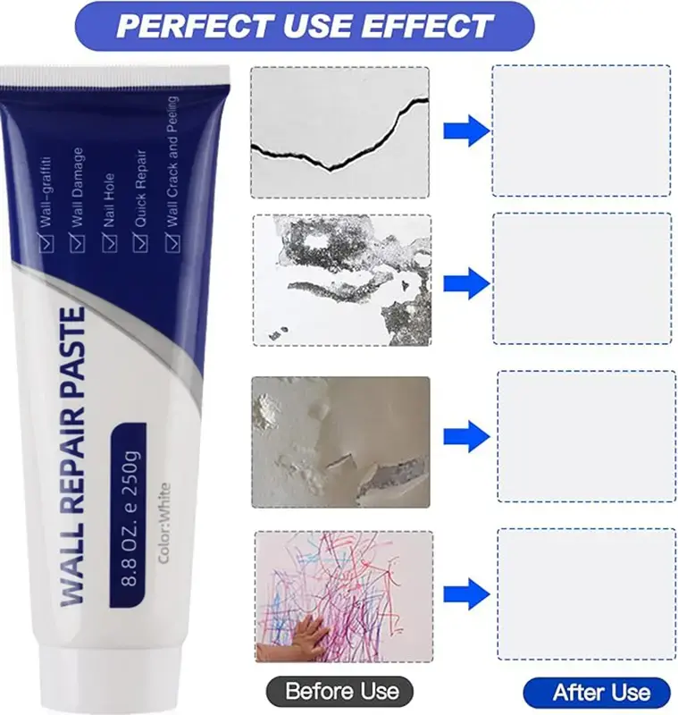 Drywall Repair Kit with Scraper, White Spackle Wall Hole Filler Paste, Plaster Crack & Dent Patch Repair
