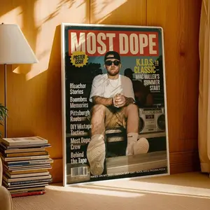 Mac Miller Poster, Most Dope Magazine Poster, Hip Hop Rap Wall Art, Rapper Vintage Music Room Deco, Poster