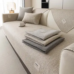 1 PC Sofa Cover, Washable Sofa Slipcover, Soft Sofa Protector, Non-Slip Herringbone Couch Protector, Sofa Throw, Pet-Friendly Anti-Scratch Furniture Cover, Washable Sectional & Loveseat Couch Mat, Couch Pad for Living Room Decor