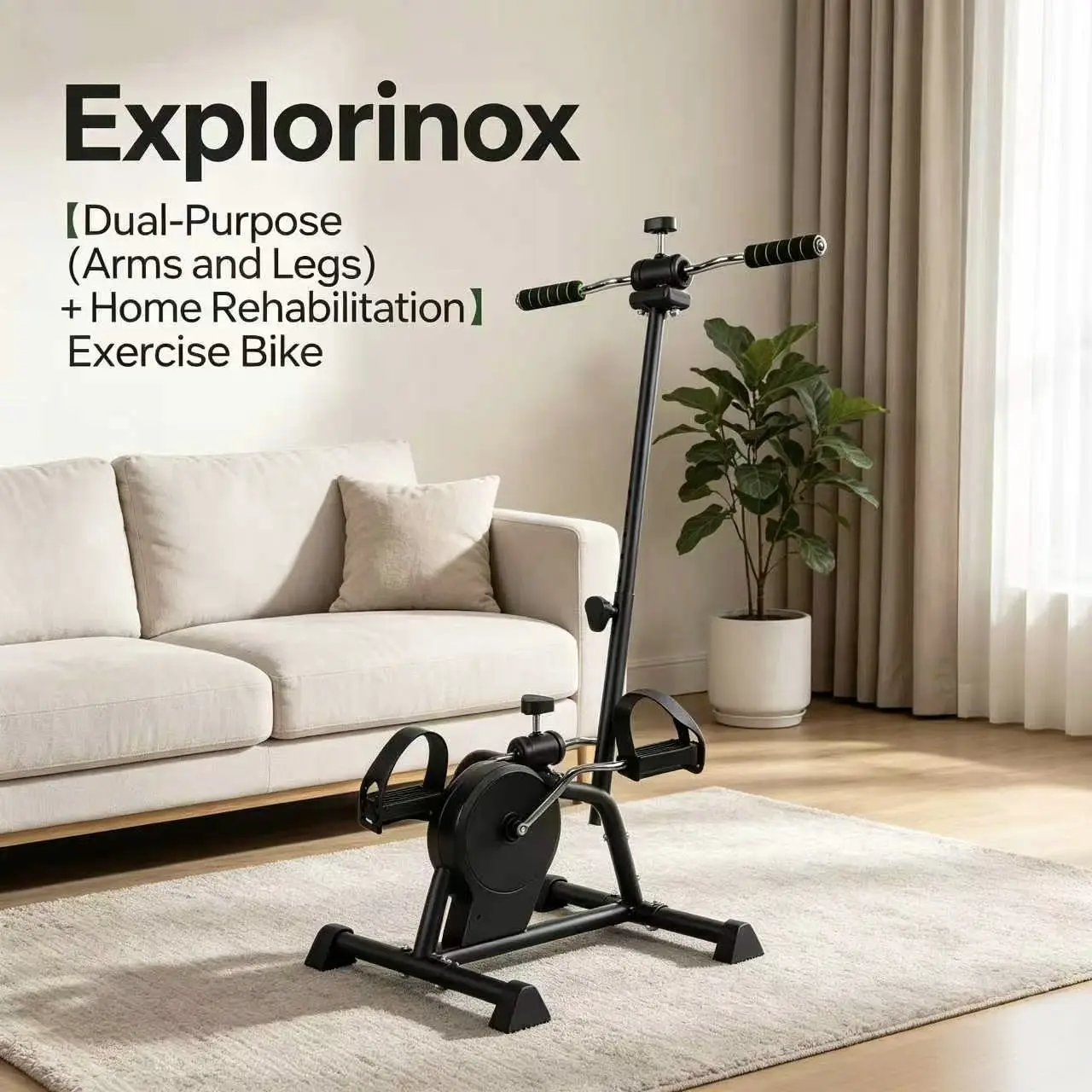 Explorinox Arm & Leg Pedal Exerciser – Adjustable Elderly Fitness Bike, Compact Home Peddler for Hand, Knee, and Foot