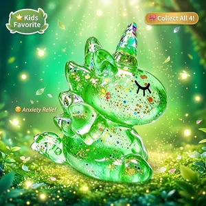 Enchanted Jade Unicorn Squishies Toys – Real Glitter Inside Slow Rising Stress Ball, Satisfying ASMR Butter Squishy Fidget Toys, Cute Glitter Squishy Fidgets Anxiety Relief Sensory Toy, Kawaii   doctor maker mini wax dumpling holographic jumbo