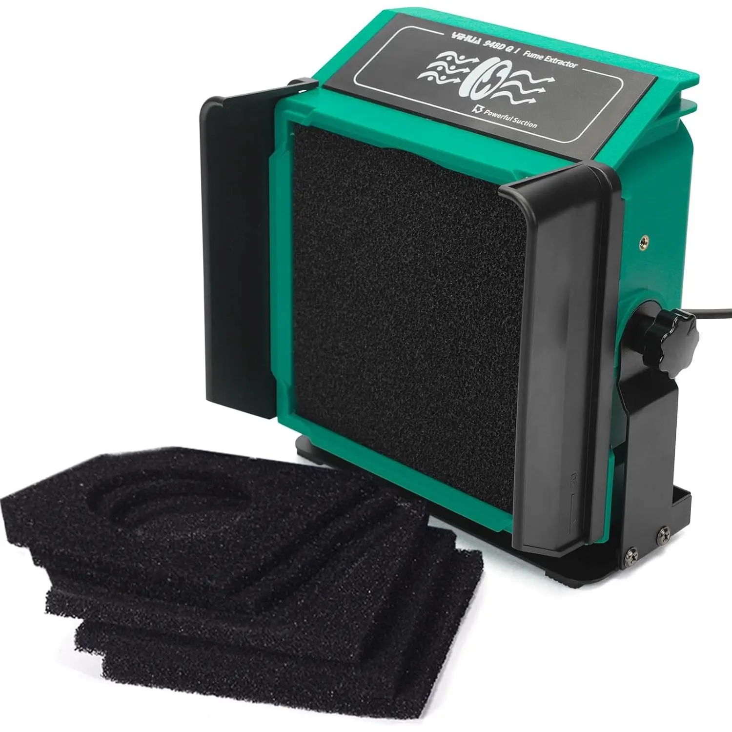 948DQ-I Basic Style Solder Fume Extractor Fan, 110-127V Soldering Equipment with 1 Tiltable Stand, Dual-Filtering Fume Removal & Odor Control, 8 Filtration Adsorbers and Fenders, Filters + Stand