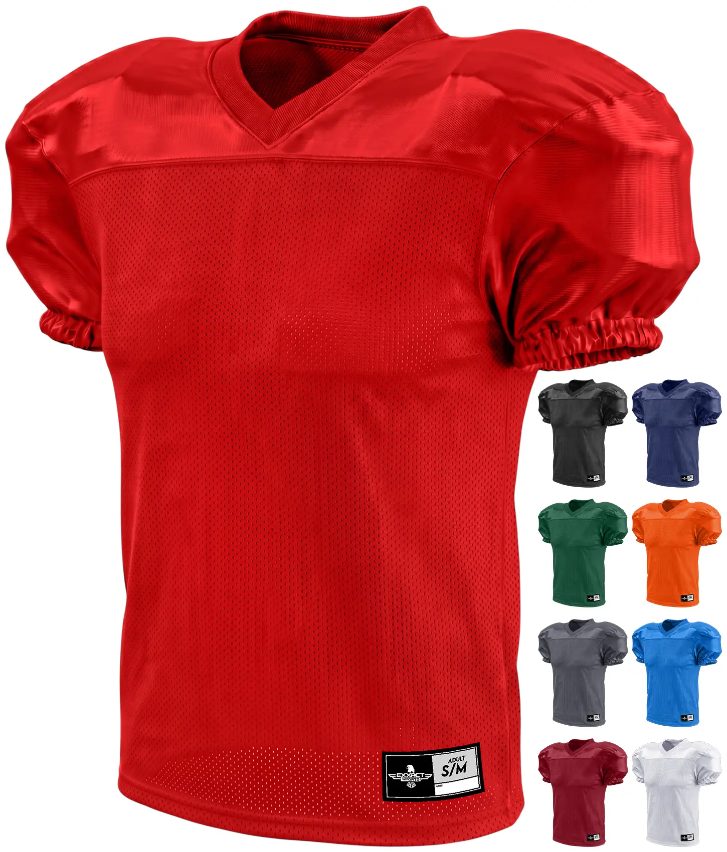 Exxact Sports Male Pro-Style Polyester American Football Practice Short Sleeve Top - 4-Way Stretch Rip-Resist Fabric, Lightweight Breathable, All-Purpose Fit, Customizable Color, Elastic Arm Openings, Full Range of Motion, Multi-Size