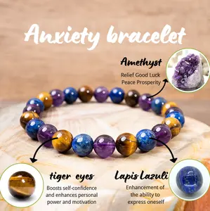 Anxiety Relief Crystal Bracelet – 8mm Beads | Perfect for Men, Women, Couples, and Friends | Ideal for Daily Wear, Meditation,optional size， and Thoughtful Gifts Amethyst