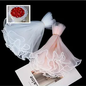 Fashion Rose Bouquet Wrapping Paper Set, Pearl and Lace Details, Butterfly Pattern Design, 4 Sizes Available, Perfect for Valentine's Day