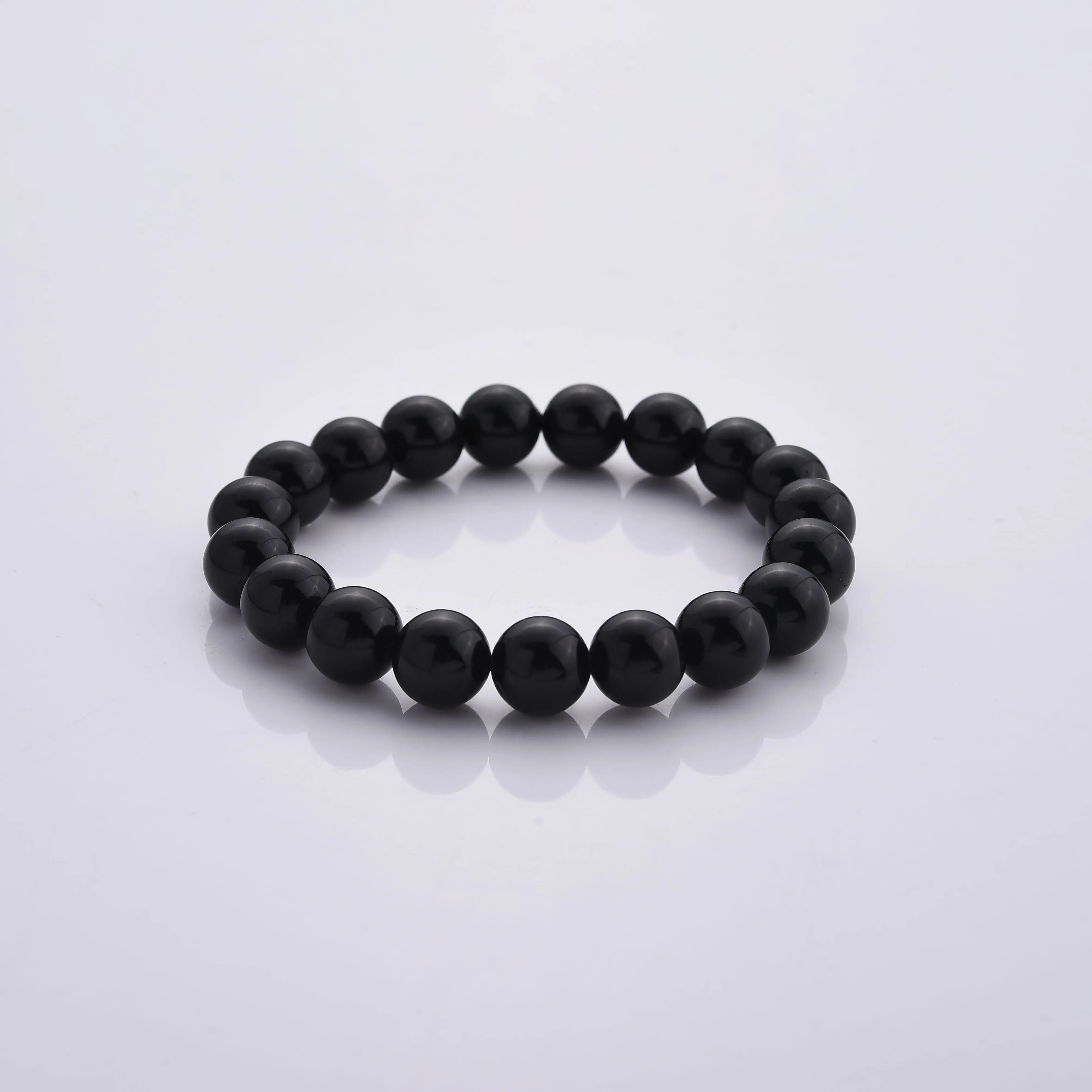 Black Tourmaline Beaded Stretch Bracelet 150.00 ctw