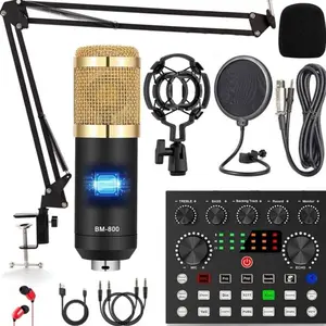 Safring BM800 Podcast USB Rechargeable Equipment Bundle for Content Creators with USB Compatibility and Essential Podcasting Gear Mini Clip-On Microphone Wind-Proof Digital Mixer Portable Audio Shakeproof Silicone Bluetooth IPX7 Dual-mic DSP Sweatproof Ov