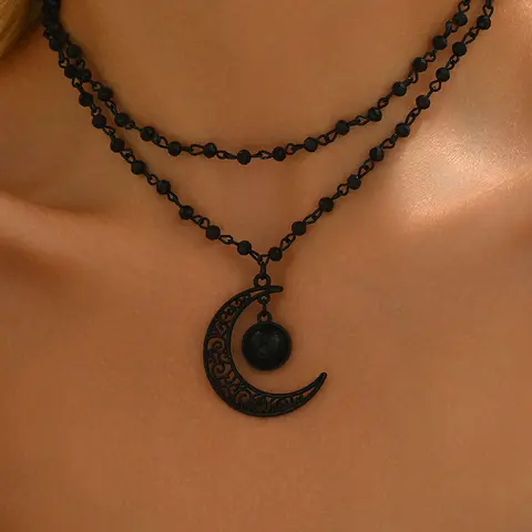 2-Piece Moon Goddess Celestial Pendant Jewelry Necklace Set, Perfect for Daily Use & Special Occasions, Ideal Gift