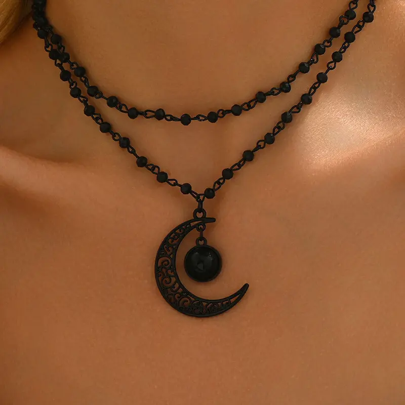 2-Piece Moon Goddess Celestial Pendant Jewelry Necklace Set, Perfect for Daily Use & Special Occasions, Ideal Gift
