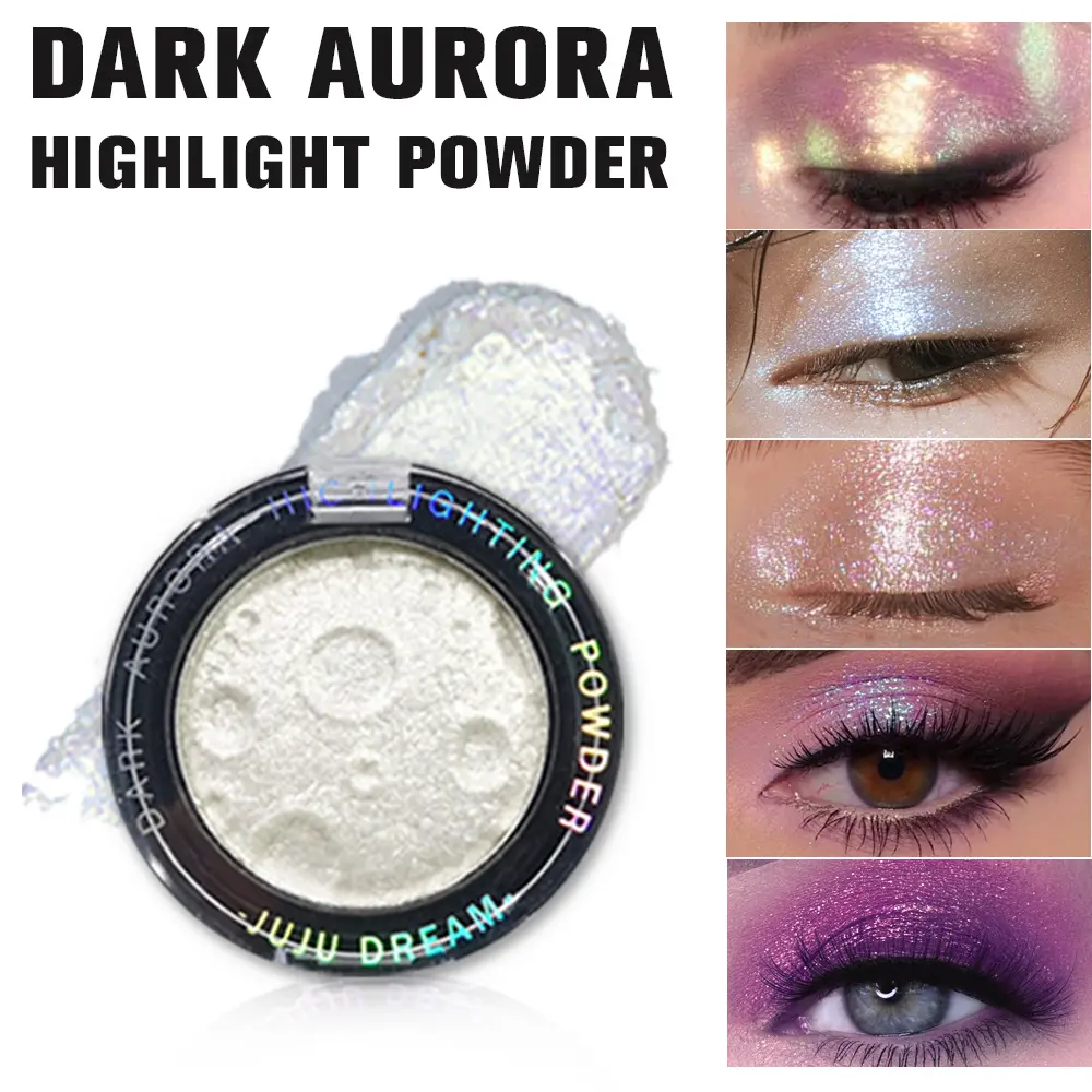 Shimmer Metallic Single Highlighter Eyeshadow – Moon Surface Embossed Ultra Fine Powder, Smooth Glow No Fallout, Brightens Eyes & Doubles as Face Highlighter, for Daily & Party Use, Glitter Shimmer Eyeshadow, Sparkly Shimmer Eyeshadow