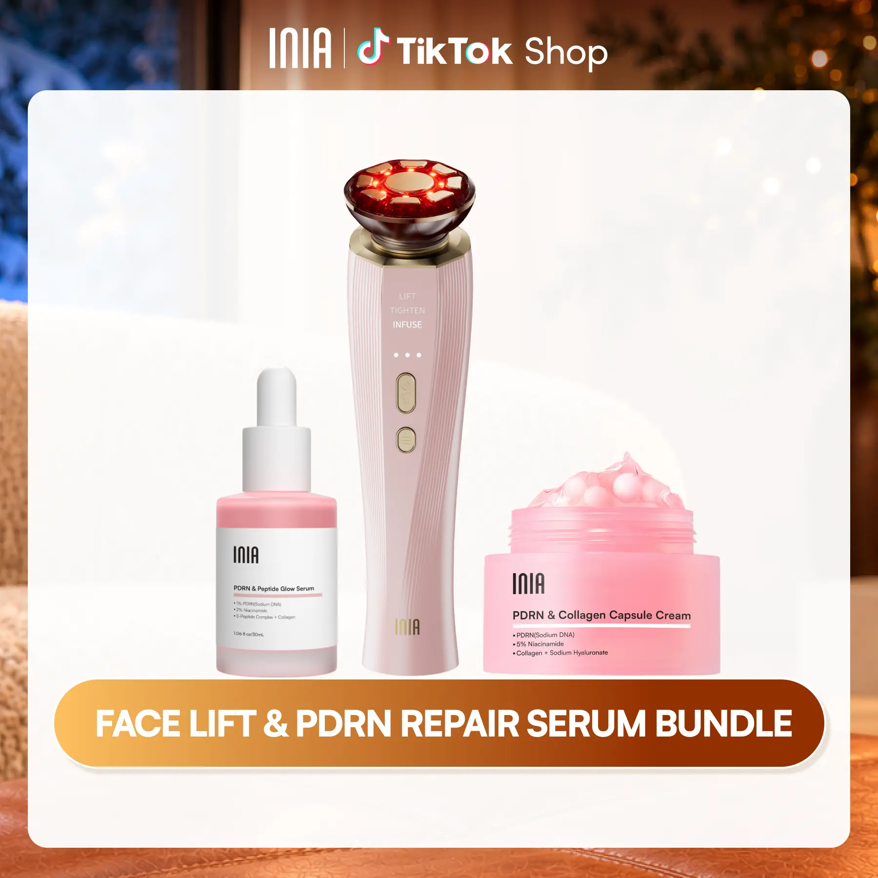 INIA FLARE & PDRN + Peptide Repair Bundle – Beauty Device with Serum & Cream Duo for Lifting, Firming & Deep Repair, Boosts Absorption & Hydration, Safe for Sensitive Skin,Mother's Day Special Gift,back to school,back to school haul