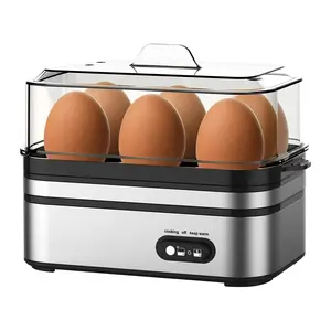Rapid Egg Steamer - 6-Egg Capacity, BPA-Free Stainless Steel with Clear Tritan Lid, 400W Electric Egg Cooker for Hard Boiled, Poached, Scrambled, or Omelette, Includes Measurement Cup & 2 Poaching Trays, Auto Shut Off, Egg Cooking