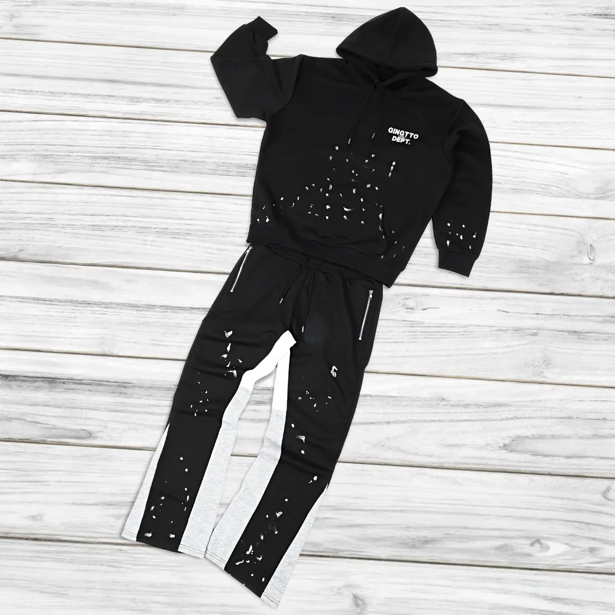 GINGTTO Men's 2-Piece Casual Hip Hop Athletic Activewear Tracksuit - Long Sleeve Pullover Hoodie & Flared Sweatpants, Casual Sportswear, Streetwear Tracksuit Set, Mensfashion Hoodie and Sweatpants Pants & Top Sets