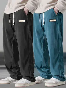 Autumn and winter American casual Barn style straight tube corduroy pants, retro and fashionable high waisted slim and loose wide leg pants