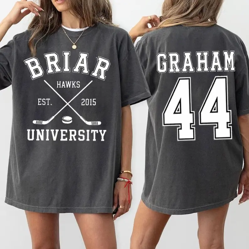 Briar University Graham 44 Shirt, Off-Campus Crewneck, Hockey Romance T-Shirt, Briar U Shirt, Campus Hockey T-Shirt, gift for Fan, Unisex Graphic Top Streetwear