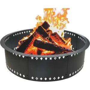 Fire Pit Ring 36 inch Fire Ring for Outside Fire Pit,Large Round  Firepit Insert,DIY Fire Rings for Outside   Above or In-Ground Camping Firepit Ring for Outdoor Patio Yard Garden