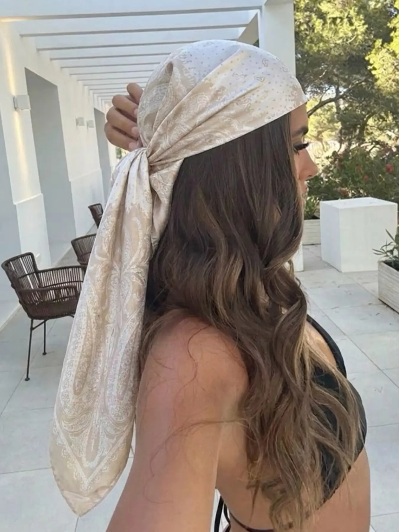 Boho Style Paisley Chiffon Bandana, Unisex Summer 90x90cm Soft Sun Protection Breathable Headscarf, Fashion Accessory for All Seasons, Casual Soft Scarf, Paisley Print Scarf