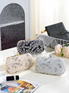 New Arrival Rhinestone Evening Bag Handbag Handmade Beaded Luxury Banquet Diamond Clutch Crossbody Shoulder Bag, Crossbody Style