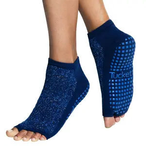 Tucketts Open-Toe Grip Socks - Anklet Style, Starry Night Pattern, All Seasons - Women's US 6-9, 70% Cotton, Anti-Slip Grip Sole