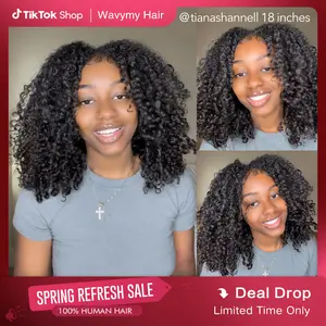 Wavymy Upgrade Kinky Curly V Part Flexi-Fit Drawstring Wig Wear Go Glueless No Leave Out I Part Wig For Women 180% Density Full Hair 100% Virgin Human Hair Style TikTokShopBlackFriday #TikTokShopCyberMonday