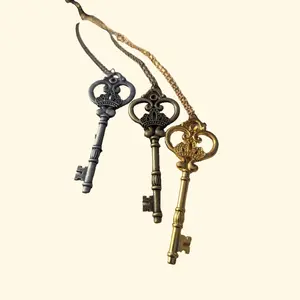 Royal Key Necklace Queen Key to My Heart Fantasy Necklace Faux Skeleton Key Victorian Style Old Jewelry Vintage Look Gift for Her Valentine