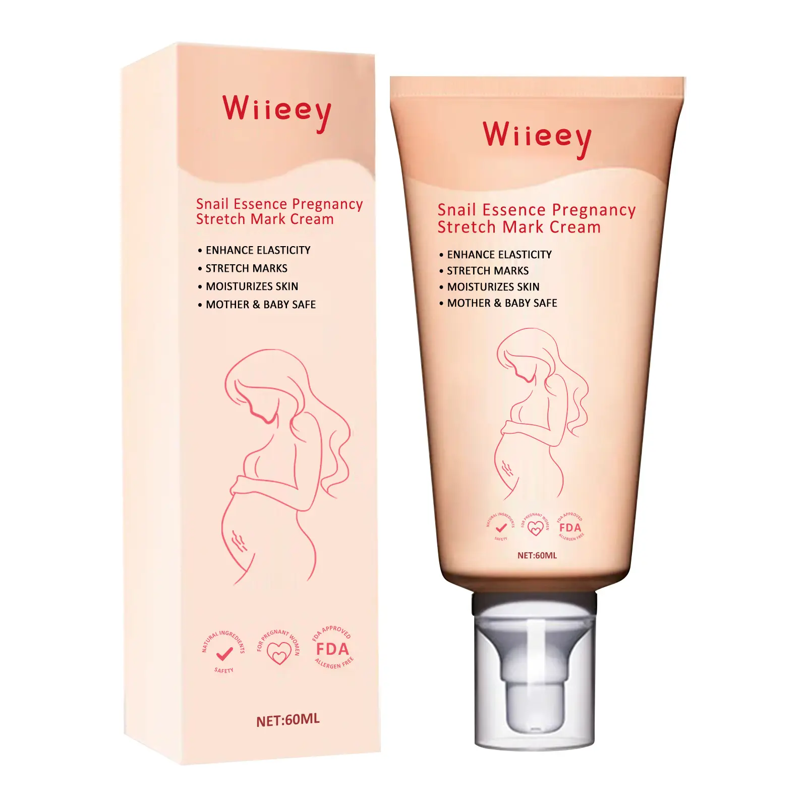 Snail Mucin Body Essence Cream - Maternity Supplies with Collagen Firming & Vitamin E, Stretch Mark Care for Pregnancy Areas, Deeply Hydrating Postpartum Belly Skin Moisturizer