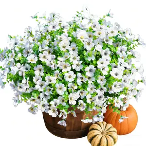 Artificial Flowers for Outdoors Faux Plants Outdoor Fake Flowers Spring Decoration,10 Bundles Faux Silk Colorful Daisy Realistic UV Resistant for Outside Home Planter Window Porch Patio Yard,White summerwins