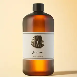 500ML Jasmine Water-Based Aromatherapy Essential Oil, No Fire Scented Liquid, Aromatic Scent, 15% Fragrance Concentration, Suitable for Wicks and Laundry Freshener, Aromatherapy Scented Oils