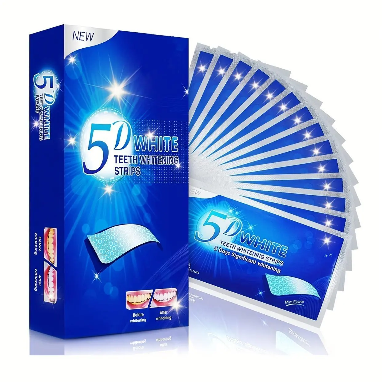 [28PCS] Whitening Strips (14-Day Treatment) Oral,Teeth Stains Removing Tools, Gel, Plastic, Sensitive, Teeth Whitener, Tooth Brightening Strips