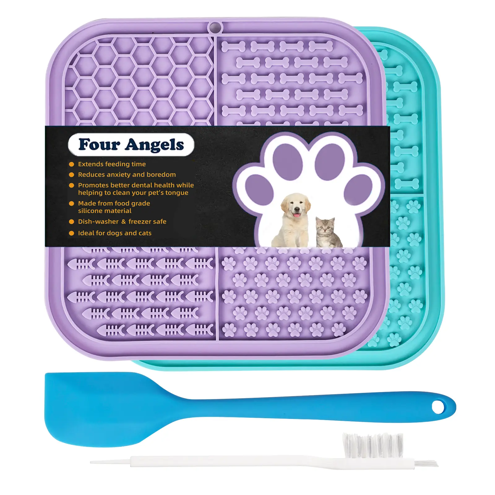 2PCS Lick Mat for Dogs and Cats，Dog Lick Mat for Anxiety Relief, Dog Toys to Keep Them Busy, Cat Licking Pad for Boredom-MSD