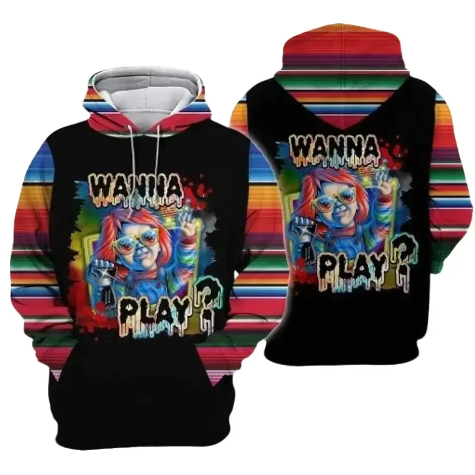 Halloween Chucky Child Play Wanna Play Horror Gift Hoodie 3D