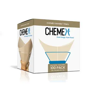 Chemex Bonded Filter Natural Square 100 ct Exclusive Packaging Thick Effective Filtration for Chemex Use