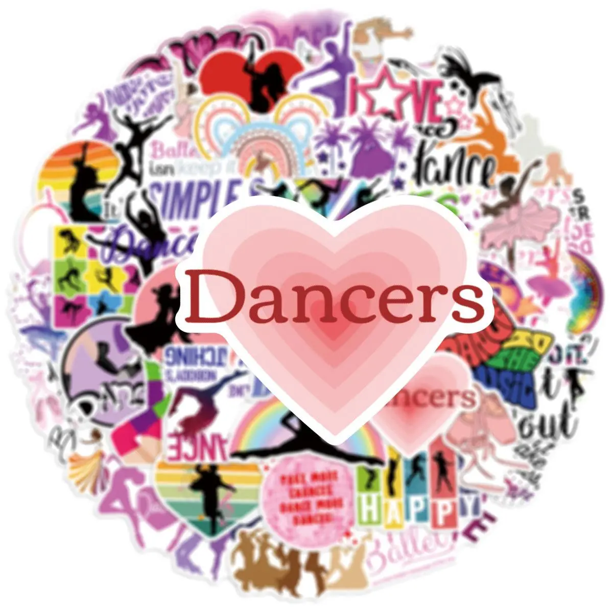 Dance Themed Sticker, 50pcs/set Round Self Adhesive Decorative Stickers, DIY Decals for Water Bottle, Laptop, Phone Case, Cellphone, Scrapbooking, Journal Making, Screen Protector