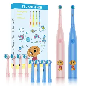 Children's Rotating Electric Toothbrush, 4 Replaceable Brush Heads, 5 Cleaning Modes, Cartoon Sonic Toothbrush, Rechargeable Toothbrush, Ipx7 Waterproof, Oral Care, Teeth Cleaning