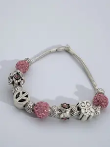 Pink Pavé Sterling Silver Charm Bracelet