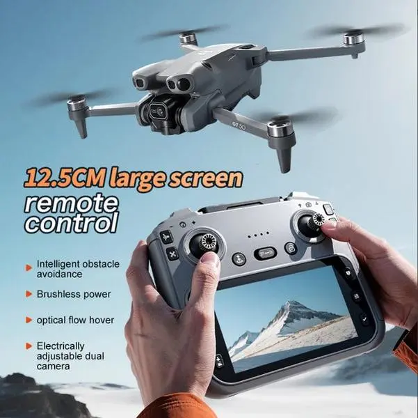 GT50 AI Quadcopter Drone with 4K Camera, Adjustable Foldable Durable Plastic Frame, HD Screen Remote Control, APP Control, Real-Time Video, Micro SDXC Support, Included Battery, Indoor-Outdoor Birthday Gift