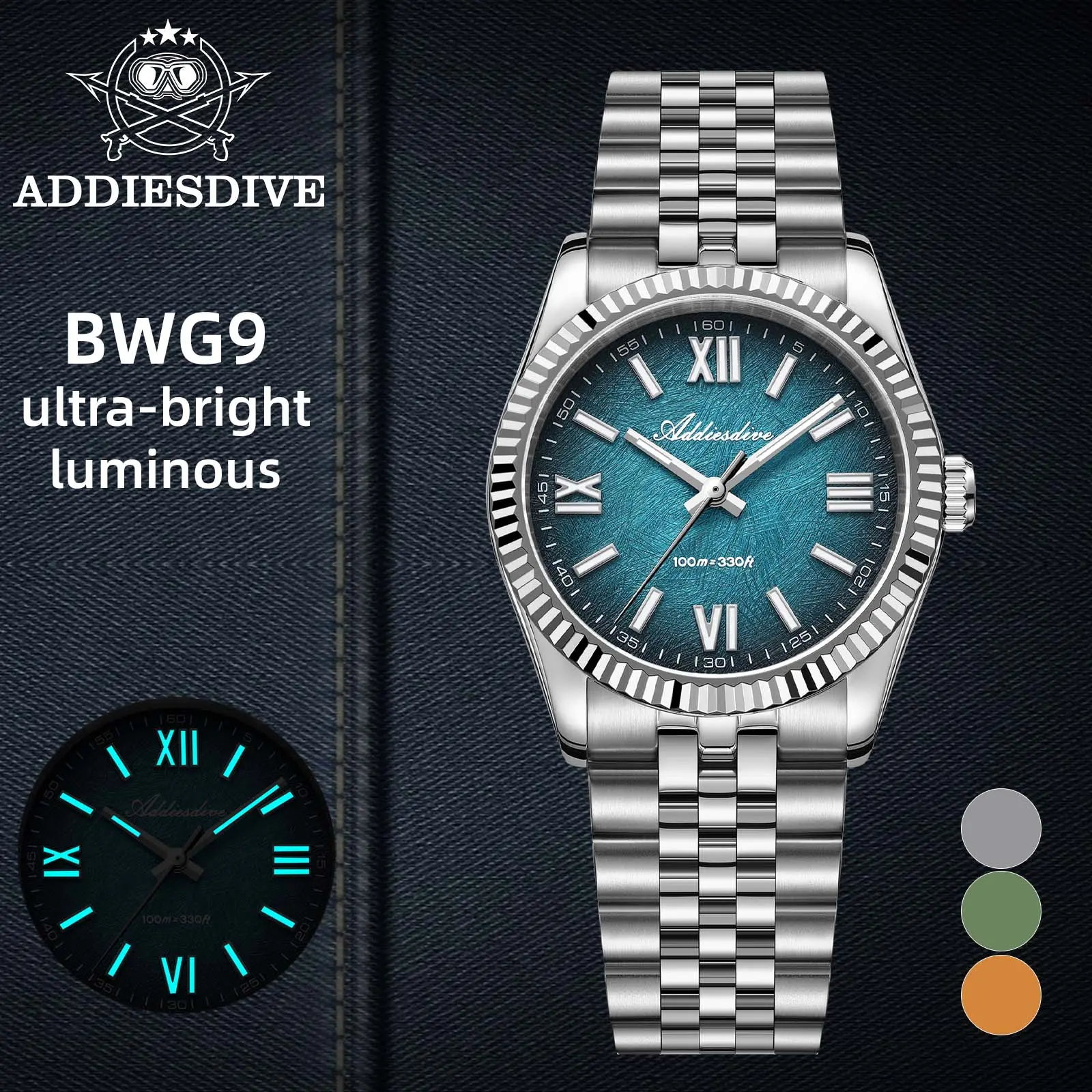 ADDIESDIVE Luxury Dress Watch Men's Watches Analog - 36mm Ultra-Thin Sapphire Crystal 100m Waterproof Luminous Stainless Steel Business Casual Watch Wristwatch