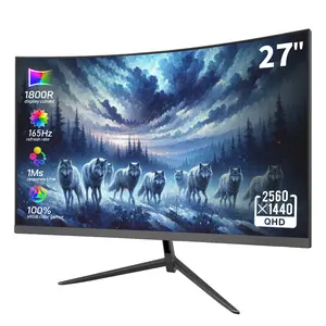 27" Curved QHD 2K Gaming Monitor 165Hz 1ms IPS, AdaptiveSync, Ultra-Thin Bezel, Speakers, Tilt Adjustable, HDMI DP VESA for Esports & Gaming Setup