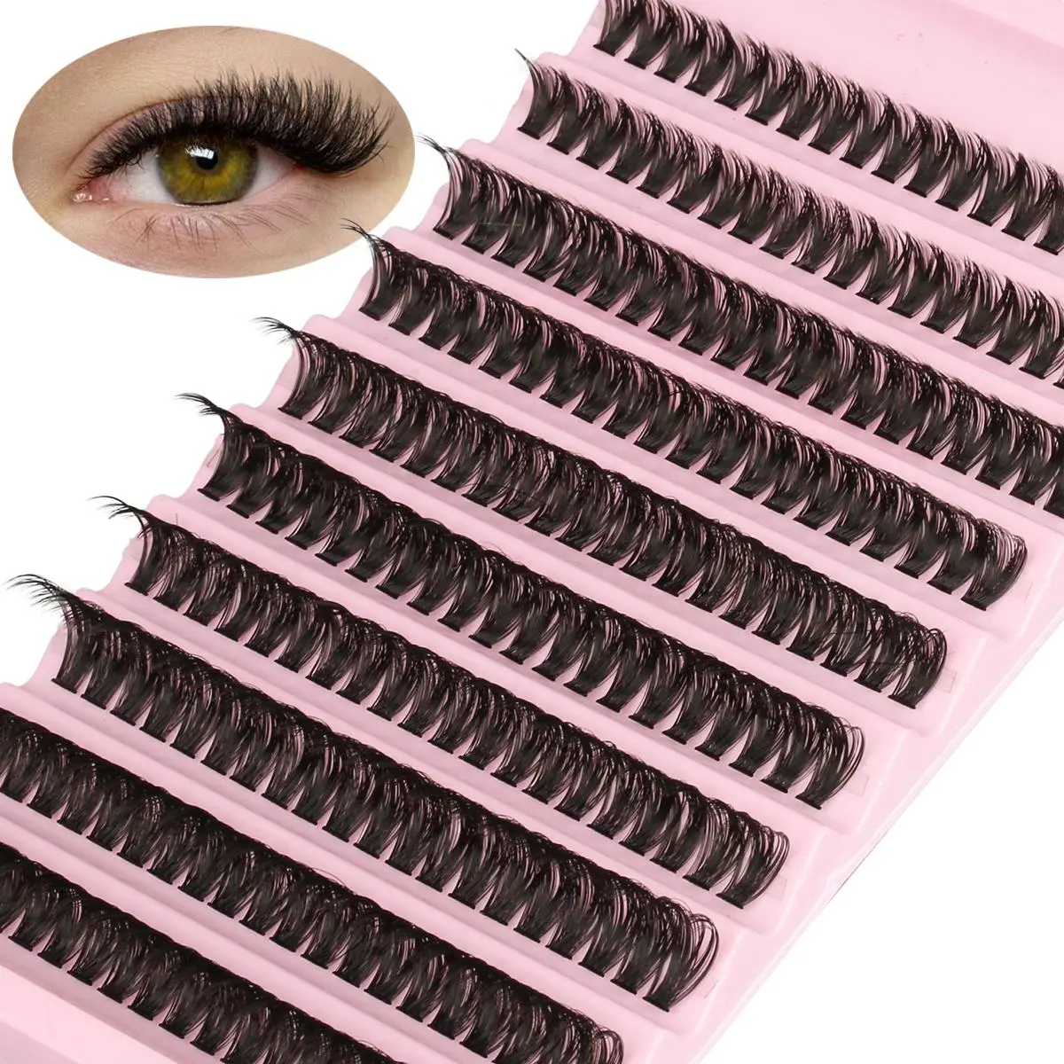 200pcs eyelash clusters, DIY eyelash extension, 60D/80D/100D individual eyelash clusters, soft and natural eyelash clusters, daily charming makeup, suitable for holiday/party/travel outfits, Women's Day gifts, Fluffy Lash Clusters, Fake Eyelashes Clusters