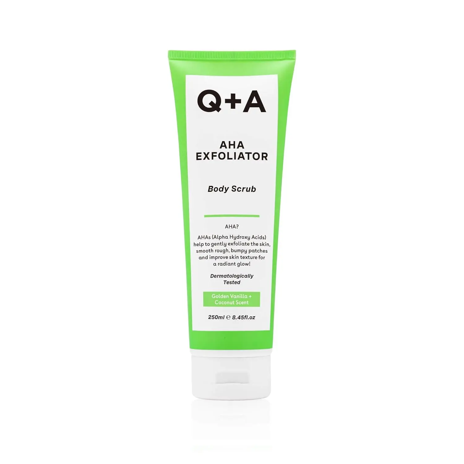 AHA Exfoliator Body Scrub, blend of AHA’s Lactic Acid and Glycolic Acid combined with exfoliants, improves skin texture and promotes soft and supple skin, 250ml