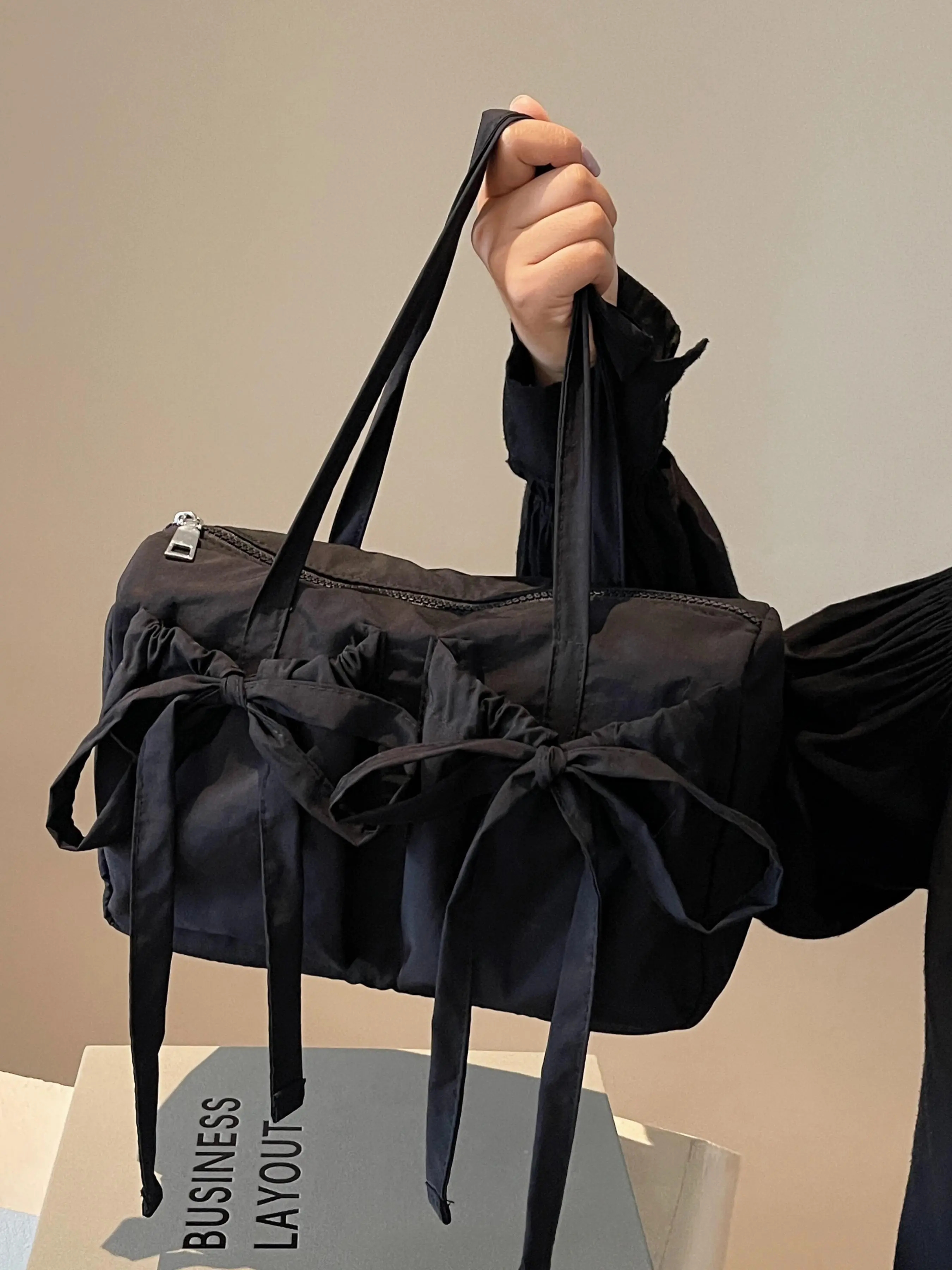 Women's Solid Color Bow Decor, Large Capacity Shoulder Bag for Daily Used, Casual Trendy Versatile High-quality Daily Commuting Bag, Casual Commuter Bag, Elegant Commuter Bag, Versatile Shoulder Bags