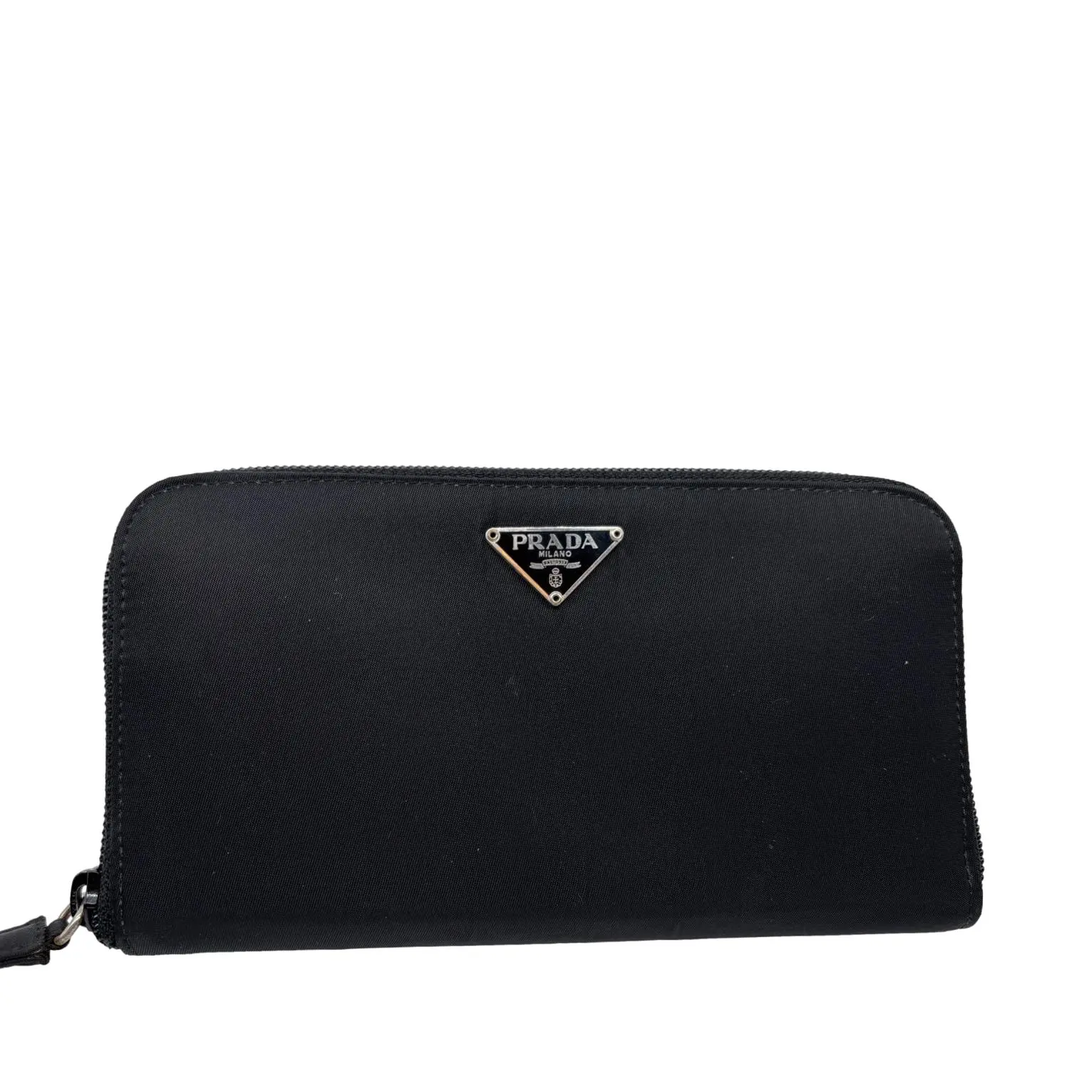 Pre-owned PRADA Nylon Wallet Tessuto Zip Around Long Black