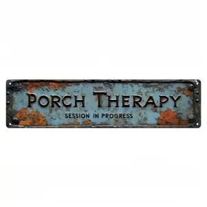 Vintage Metal Wall Art Charming Aluminum Porch Therapy Sign 40x10cm Rustic Home Kitchen Gothic Decor Easy Install Minimalist Design Lightweight Non Toxic Hanging Lightweight
