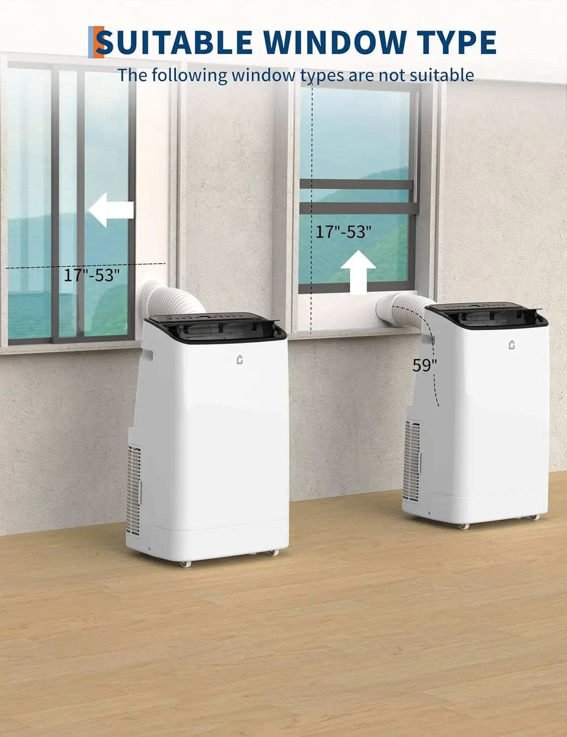 14000 BTU Energy-Saver Portable Air Conditioner with Black Top Cover, Remote Control, Timer, Dehumidifier, Fan Mode, Silent Mode (50-52 dB), Easy Installation, Aircon Cooler, for Rooms Up to 750 Sq Ft, Beat the Heat