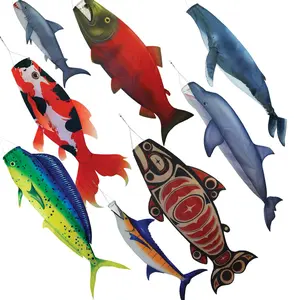 In the Breeze 3D Fish Windsock Realistic Design for Yards Gardens Patios Decks Cabins Durable Polyester Fade Resistant Decor