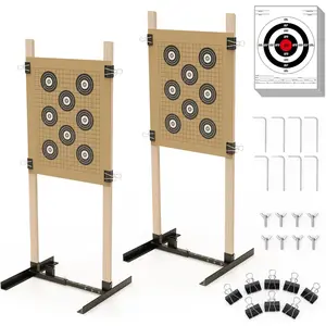 Shooting Target Stand for Outdoors, Durable Paper Target Holder with Stable Adjustable Base for Paper Shooting Targets Cardboard Silhouette, H Shape, USPSA/IPSC, IDPA Practice, 2 Pack